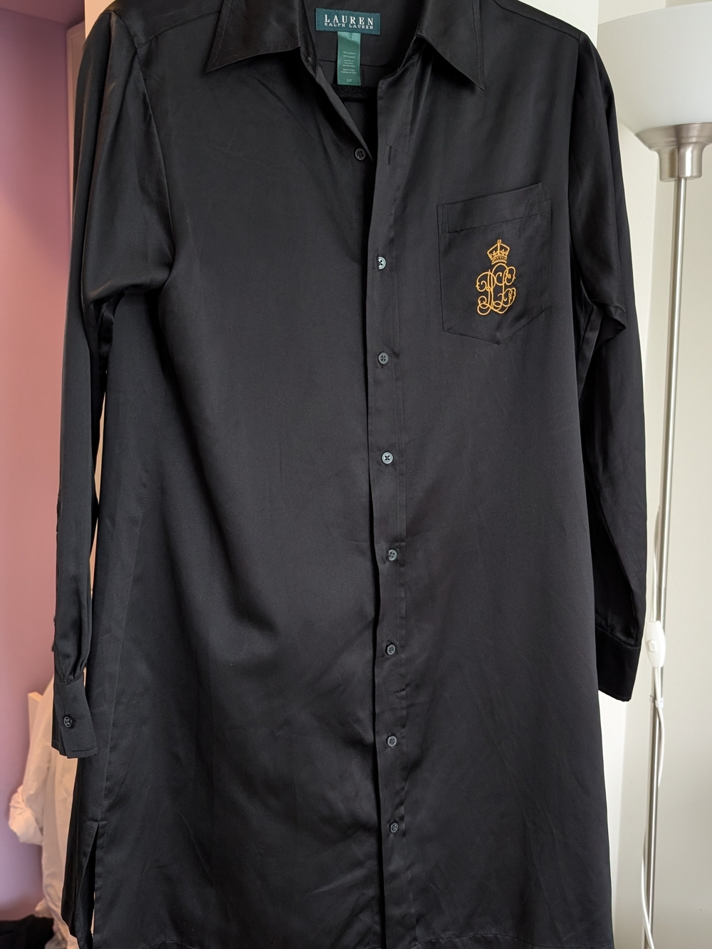Ralph Lauren Black Button-Up Shirt dress  with Collar